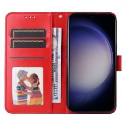 Lacné Kryty | Peňaženkové puzdro Embossing Pattern Slnečnica červené – Samsung Galaxy S24+ (S24 Plus) | Lacné Kryty