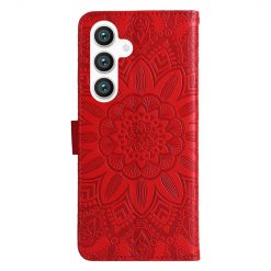 Lacné Kryty | Peňaženkové puzdro Embossing Pattern Slnečnica červené – Samsung Galaxy S24+ (S24 Plus) | Lacné Kryty