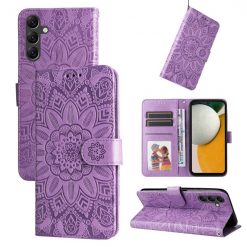 Peňaženkové puzdro Embossing Pattern Slnečnica fialové – Samsung Galaxy A15 4G/5G | Lacné Kryty Lacné Kryty | Peňaženkové puzdro Embossing Pattern Slnečnica fialové – Samsung Galaxy A15 4G/5G | Lacné Kryty