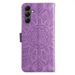 Peňaženkové puzdro Embossing Pattern Slnečnica fialové – Samsung Galaxy A25 5G | Lacné Kryty Lacné Kryty | Peňaženkové puzdro Embossing Pattern Slnečnica fialové – Samsung Galaxy A25 5G | Lacné Kryty
