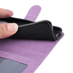 Lacné Kryty | Peňaženkové puzdro Embossing Pattern Slnečnica fialové – Samsung Galaxy S24+ (S24 Plus) | Lacné Kryty