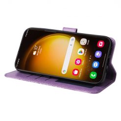 Lacné Kryty | Peňaženkové puzdro Embossing Pattern Slnečnica fialové – Samsung Galaxy S24 Ultra | Lacné Kryty