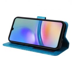 Peňaženkové puzdro Embossing Pattern Slnečnica modré – Samsung Galaxy A05s | Lacné Kryty Lacné Kryty | Peňaženkové puzdro Embossing Pattern Slnečnica modré – Samsung Galaxy A05s | Lacné Kryty