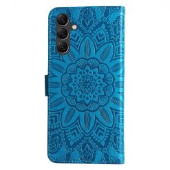 Lacné Kryty | Peňaženkové puzdro Embossing Pattern Slnečnica modré – Samsung Galaxy A15 4G/5G | Lacné Kryty