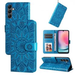 Peňaženkové puzdro Embossing Pattern Slnečnica modré – Samsung Galaxy A25 5G | Lacné Kryty Lacné Kryty | Peňaženkové puzdro Embossing Pattern Slnečnica modré – Samsung Galaxy A25 5G | Lacné Kryty