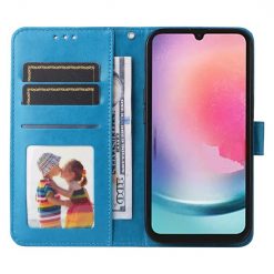 Peňaženkové puzdro Embossing Pattern Slnečnica modré – Samsung Galaxy A25 5G | Lacné Kryty Lacné Kryty | Peňaženkové puzdro Embossing Pattern Slnečnica modré – Samsung Galaxy A25 5G | Lacné Kryty