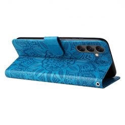 Peňaženkové puzdro Embossing Pattern Slnečnica modré – Samsung Galaxy A25 5G | Lacné Kryty Lacné Kryty | Peňaženkové puzdro Embossing Pattern Slnečnica modré – Samsung Galaxy A25 5G | Lacné Kryty