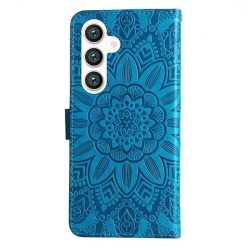 Lacné Kryty | Peňaženkové puzdro Embossing Pattern Slnečnica modré – Samsung Galaxy S24+ (S24 Plus) | Lacné Kryty
