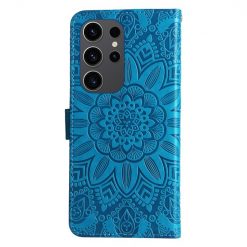 Lacné Kryty | Peňaženkové puzdro Embossing Pattern Slnečnica modré – Samsung Galaxy S24 Ultra | Lacné Kryty