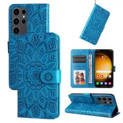 Lacné Kryty | Peňaženkové puzdro Embossing Pattern Slnečnica modré – Samsung Galaxy S24 Ultra | Lacné Kryty