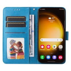 Lacné Kryty | Peňaženkové puzdro Embossing Pattern Slnečnica modré – Samsung Galaxy S24 Ultra | Lacné Kryty