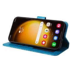 Lacné Kryty | Peňaženkové puzdro Embossing Pattern Slnečnica modré – Samsung Galaxy S24 Ultra | Lacné Kryty
