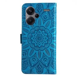 Lacné Kryty | Peňaženkové puzdro Embossing Pattern Slnečnica modré – Xiaomi Redmi Note 13 Pro+ 5G | Lacné Kryty