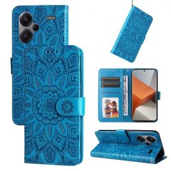 Lacné Kryty | Peňaženkové puzdro Embossing Pattern Slnečnica modré – Xiaomi Redmi Note 13 Pro+ 5G | Lacné Kryty