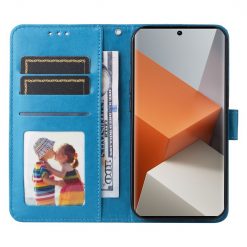 Lacné Kryty | Peňaženkové puzdro Embossing Pattern Slnečnica modré – Xiaomi Redmi Note 13 Pro+ 5G | Lacné Kryty
