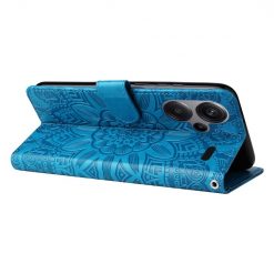 Lacné Kryty | Peňaženkové puzdro Embossing Pattern Slnečnica modré – Xiaomi Redmi Note 13 Pro+ 5G | Lacné Kryty