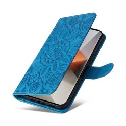 Lacné Kryty | Peňaženkové puzdro Embossing Pattern Slnečnica modré – Xiaomi Redmi Note 13 Pro+ 5G | Lacné Kryty