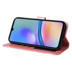 Lacné Kryty | Peňaženkové puzdro Embossing Pattern Slnečnica ružové – Samsung Galaxy A05s | Lacné Kryty