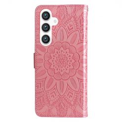Lacné Kryty | Peňaženkové puzdro Embossing Pattern Slnečnica ružové – Samsung Galaxy S24 | Lacné Kryty