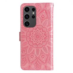 Lacné Kryty | Peňaženkové puzdro Embossing Pattern Slnečnica ružové – Samsung Galaxy S24 Ultra | Lacné Kryty