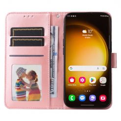 Lacné Kryty | Peňaženkové puzdro Embossing Pattern Slnečnica ružové – Samsung Galaxy S24 Ultra | Lacné Kryty