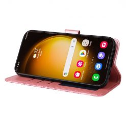 Lacné Kryty | Peňaženkové puzdro Embossing Pattern Slnečnica ružové – Samsung Galaxy S24 Ultra | Lacné Kryty