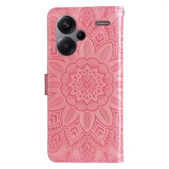 Lacné Kryty | Peňaženkové puzdro Embossing Pattern Slnečnica ružové – Xiaomi Redmi Note 13 Pro+ 5G | Lacné Kryty