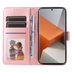 Lacné Kryty | Peňaženkové puzdro Embossing Pattern Slnečnica ružové – Xiaomi Redmi Note 13 Pro+ 5G | Lacné Kryty