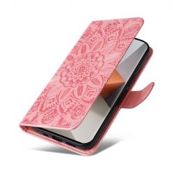 Lacné Kryty | Peňaženkové puzdro Embossing Pattern Slnečnica ružové – Xiaomi Redmi Note 13 Pro+ 5G | Lacné Kryty