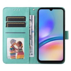 Lacné Kryty | Peňaženkové puzdro Embossing Pattern Slnečnica zelené – Samsung Galaxy A05s | Lacné Kryty