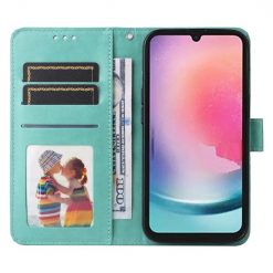 Peňaženkové puzdro Embossing Pattern Slnečnica zelené – Samsung Galaxy A25 5G | Lacné Kryty Lacné Kryty | Peňaženkové puzdro Embossing Pattern Slnečnica zelené – Samsung Galaxy A25 5G | Lacné Kryty