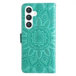 Lacné Kryty | Peňaženkové puzdro Embossing Pattern Slnečnica zelené – Samsung Galaxy S24+ (S24 Plus) | Lacné Kryty