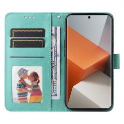 Lacné Kryty | Peňaženkové puzdro Embossing Pattern Slnečnica zelené – Xiaomi Redmi Note 13 Pro+ 5G | Lacné Kryty