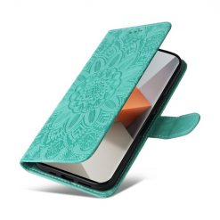 Lacné Kryty | Peňaženkové puzdro Embossing Pattern Slnečnica zelené – Xiaomi Redmi Note 13 Pro+ 5G | Lacné Kryty