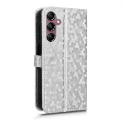 Lacné Kryty | Peňaženkové puzdro Honeycomb Dot Texture Case strieborné – Samsung Galaxy A15 4G/5G | Lacné Kryty