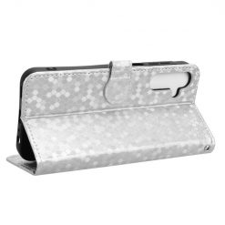 Lacné Kryty | Peňaženkové puzdro Honeycomb Dot Texture Case strieborné – Samsung Galaxy A15 4G/5G | Lacné Kryty