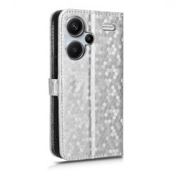 Lacné Kryty | Peňaženkové puzdro Honeycomb Dot Texture Case strieborné – Xiaomi Redmi Note 13 Pro+ 5G | Lacné Kryty
