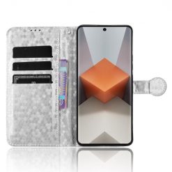 Lacné Kryty | Peňaženkové puzdro Honeycomb Dot Texture Case strieborné – Xiaomi Redmi Note 13 Pro+ 5G | Lacné Kryty