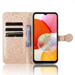 Peňaženkové puzdro Honeycomb Dot Texture Case zlaté – Samsung Galaxy A15 4G/5G | Lacné Kryty Lacné Kryty | Peňaženkové puzdro Honeycomb Dot Texture Case zlaté – Samsung Galaxy A15 4G/5G | Lacné Kryty