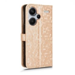 Lacné Kryty | Peňaženkové puzdro Honeycomb Dot Texture Case zlaté – Xiaomi Redmi Note 13 Pro+ 5G | Lacné Kryty