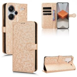 Lacné Kryty | Peňaženkové puzdro Honeycomb Dot Texture Case zlaté – Xiaomi Redmi Note 13 Pro+ 5G | Lacné Kryty