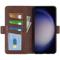 Lacné Kryty | Peňaženkové puzdro Magnetic fresh case tmavohnedé – Samsung Galaxy S24+ (S24 Plus) | Lacné Kryty