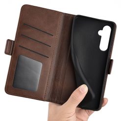 Lacné Kryty | Peňaženkové puzdro Magnetic fresh case tmavohnedé – Samsung Galaxy S24+ (S24 Plus) | Lacné Kryty