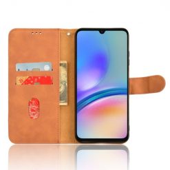 Lacné Kryty | Peňaženkové puzdro Solid hnedé – Samsung Galaxy A05s | Lacné Kryty
