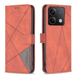 Lacné Kryty | Knižkové puzdro Rhombus hnedé – Xiaomi Redmi Note 13 (4G) | Lacné Kryty