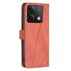 Lacné Kryty | Knižkové puzdro Rhombus hnedé – Xiaomi Redmi Note 13 (4G) | Lacné Kryty