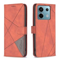 Knižkové puzdro Rhombus hnedé – Xiaomi Redmi Note 13 Pro 5G / Poco X6 5G | Lacné Kryty Lacné Kryty | Knižkové puzdro Rhombus hnedé – Xiaomi Redmi Note 13 Pro 5G / Poco X6 5G | Lacné Kryty