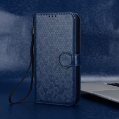 Lacné Kryty | Peňaženkové puzdro Honeycomb Dot Texture Case modré – OnePlus 12 | Lacné Kryty