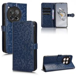 Lacné Kryty | Peňaženkové puzdro Honeycomb Dot Texture Case modré – OnePlus 12 | Lacné Kryty