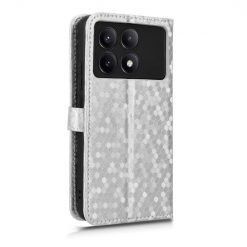 Lacné Kryty | Peňaženkové puzdro Honeycomb Dot Texture Case strieborné – Xiaomi Poco X6 Pro | Lacné Kryty